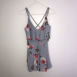 blue floral romper